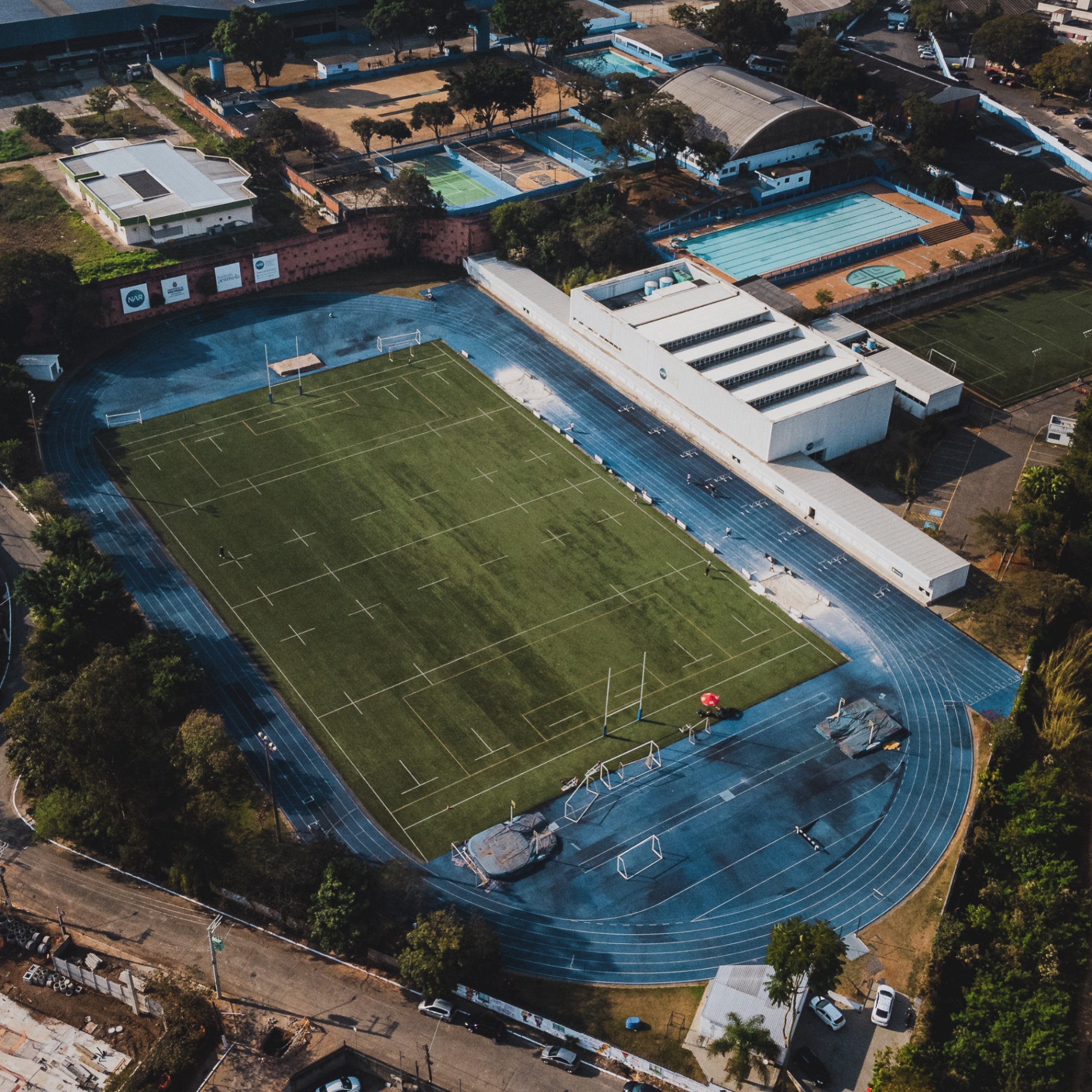 Vista aérea da sede do NAR-SP, Núcleo de Alto Rendimento Esportivo em São Paulo